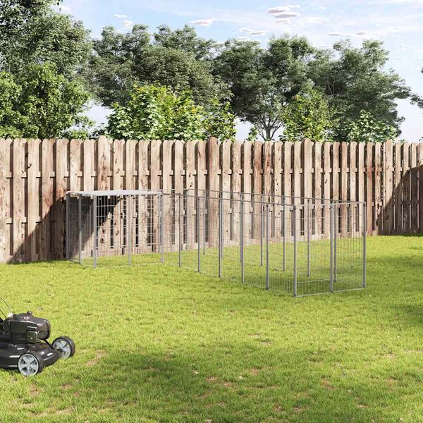 vidaXL Gabbia per Cani Argento 6,05 m² in Acciaio