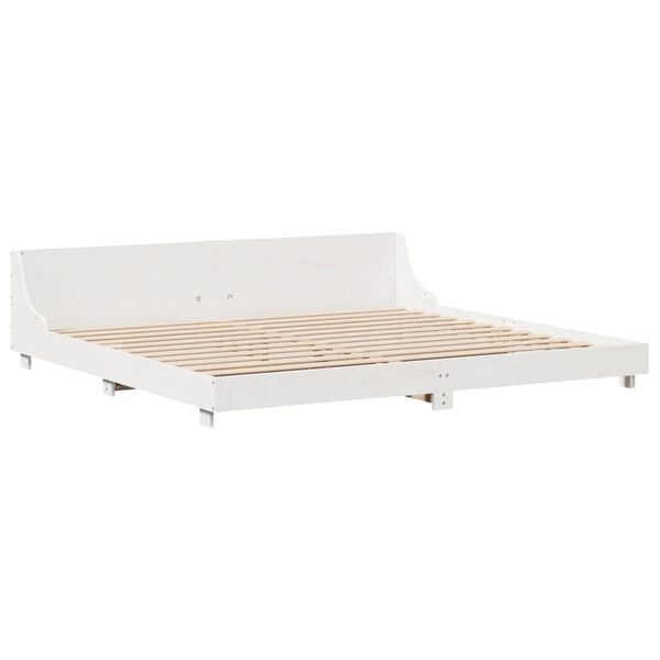 vidaXL Giroletto senza Materasso Bianco 200x200 cm Legno Massello Pino