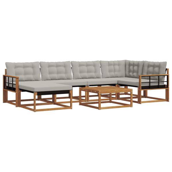 vidaXL Set di divani da esterno 7 pcs Grigio Naturale e Chiaro