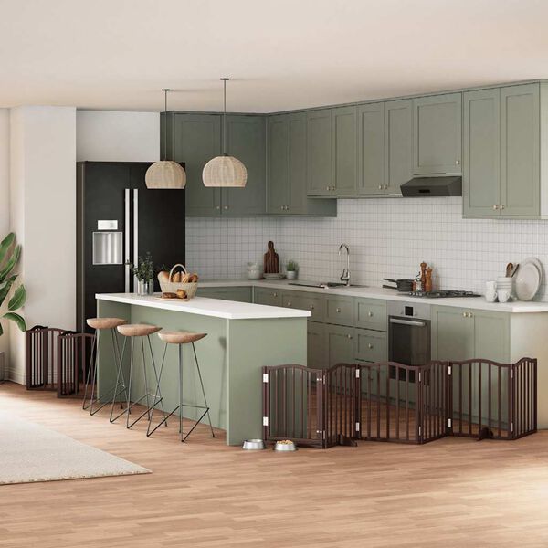 vidaXL Cancello Cani Porta Pieghevole Marrone 12 Pannelli 600cm Pioppo