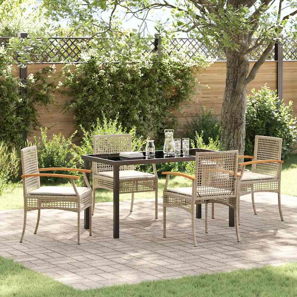 vidaXL Set da Pranzo per Giardino 5 pcs Beige polyrattan