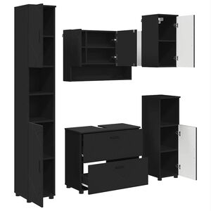 vidaXL Set di mobili per il bagno 5 pz Nero 35 x 30 x 192 cm