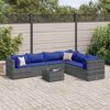 vidaXL Set Divani da Giardino 7 pz con Cuscini in Polyrattan Grigio