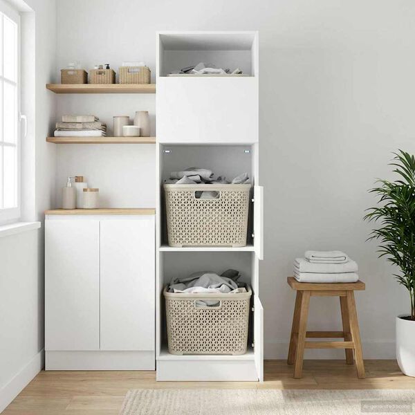 vidaXL Mobile da lavanderia con porta Rovere Nero 50 x 68 x 162 cm