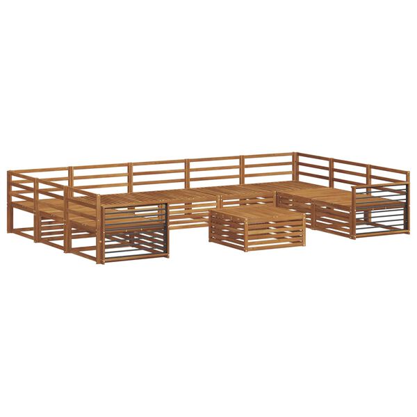 vidaXL Set divani 10 pcs Naturale Legno di Acacia Massello