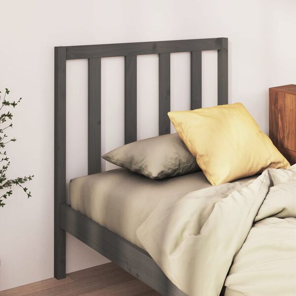 vidaXL Testiera per Letto Grigia 96x4x100 cm in Legno Massello di Pino