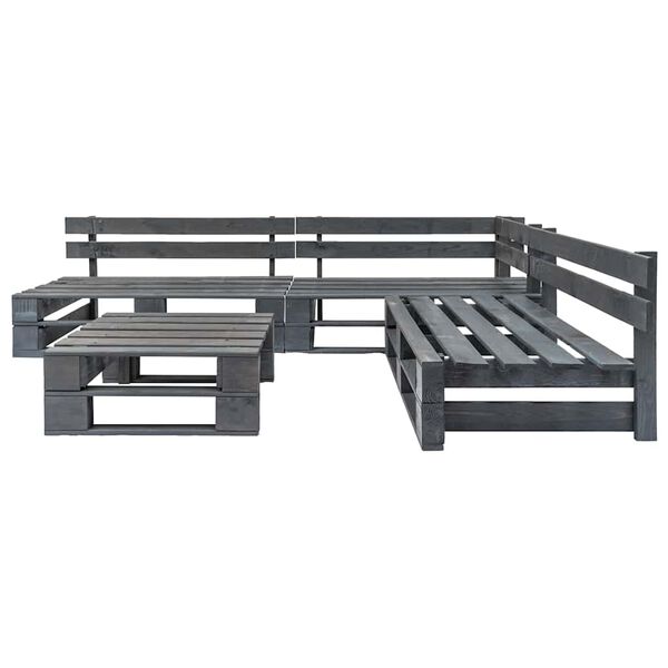 vidaXL Salotto da Giardino in Pallet con Cuscini Grigi 4 pz in Legno