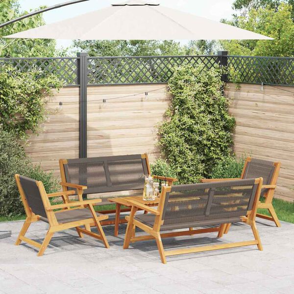 vidaXL Sedie da Giardino con Tavolo 5 pcs Grigio