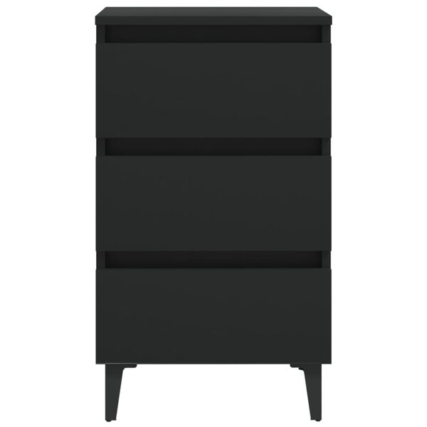 vidaXL Comodino con Gambe in Metallo Nero 40x35x69 cm
