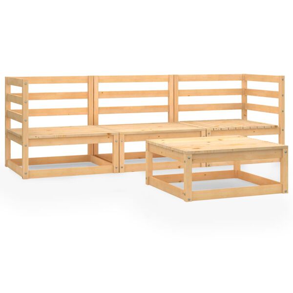 vidaXL Set Divani da Giardino 4 pz in Legno Massello di Pino
