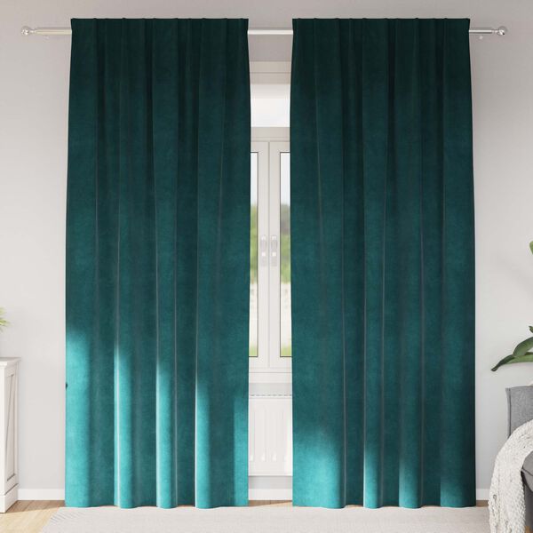 vidaXL Tende oscuranti 2 pcs Verde Scuro 140 x 260 cm Velluto