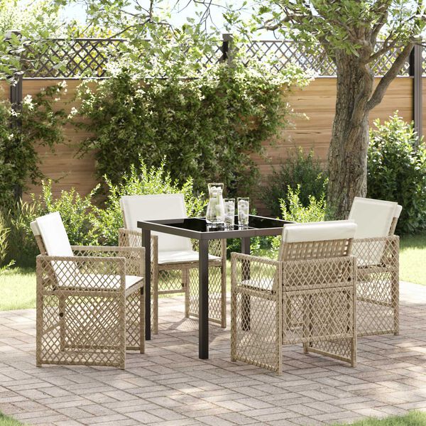 vidaXL Set da Pranzo per Giardino 5 pcs Beige polyrattan