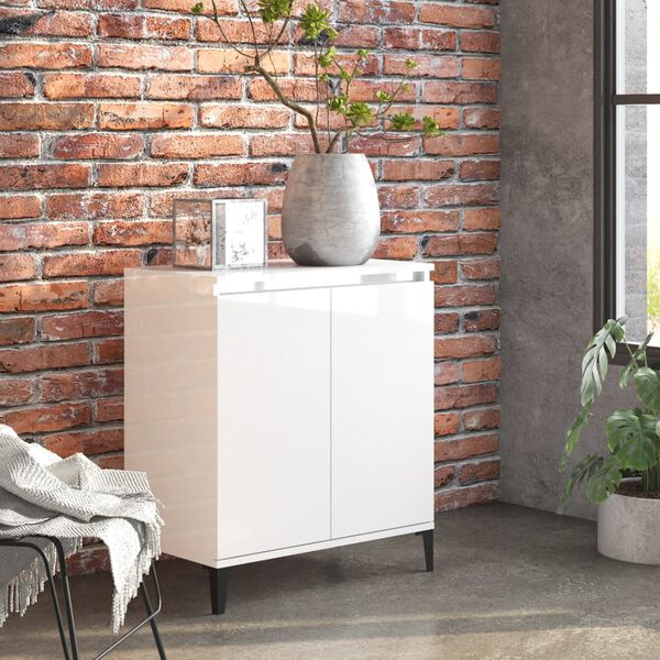 vidaXL Credenza Bianco Lucido 60x35x70 cm in Legno Multistrato