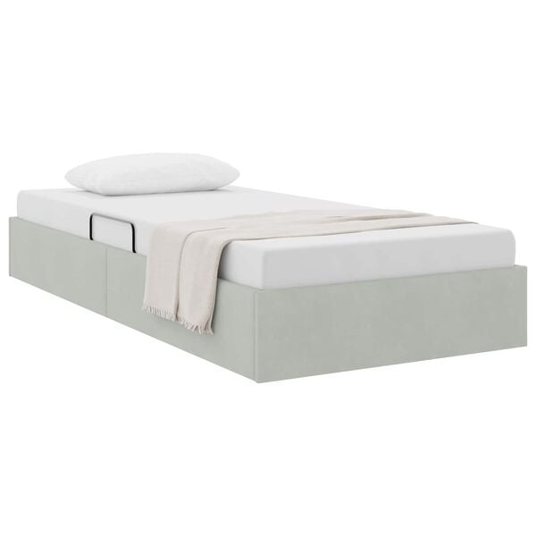vidaXL Letto con Contenitore Grigio chiaro 90 x 190 cm Velluto
