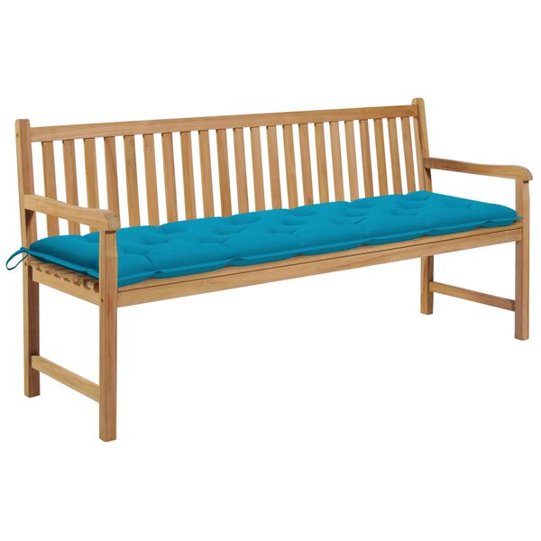vidaXL Panca da Giardino con Cuscino Azzurro 175 cm Massello di Teak