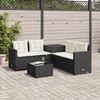 vidaXL Divano da Giardino con Tavolo e Cuscini a L Nero in Polyrattan