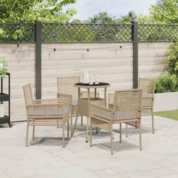 vidaXL Set da Pranzo per Giardino 5 pcs Beige Poly Rattan
