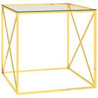 vidaXL Tavolino da Salotto Oro 55x55x55 cm in Acciaio Inox e Vetro