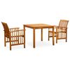 vidaXL Set da Pranzo da Giardino 3 pz con Cuscini Massello di Acacia