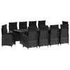 vidaXL Set da pranzo per esterni 11 pz Nero polyrattan