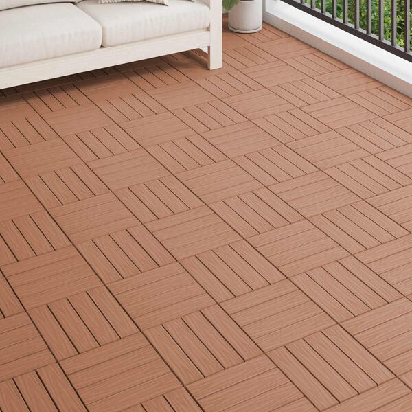vidaXL Piastrella per Decking 11 pcs Marrone Chiaro 30 x 30 cm WPC
