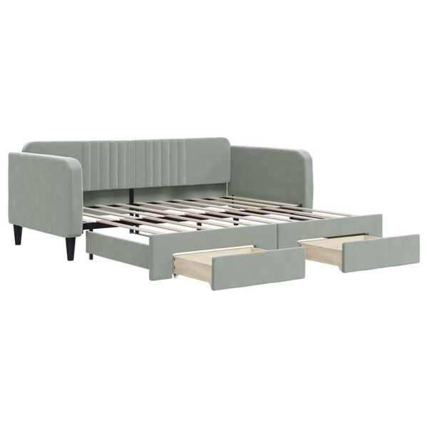 vidaXL Divano Letto Estraibile Cassetti Grigio Chiaro 90x190cm Velluto