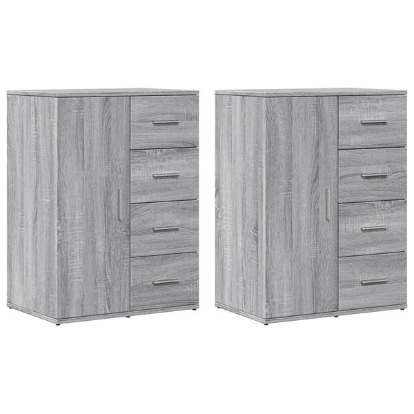 vidaXL Credenze 2 pz Grigio Sonoma 59x39x80 cm in Legno Multistrato
