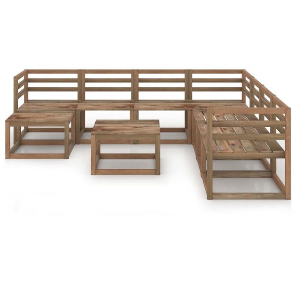 vidaXL Set Salotto da Giardino 9pz in Legno di Pino Impregnato Marrone