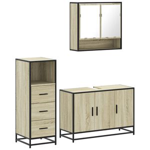 vidaXL Set Mobili da Bagno 3 pz Rovere Sonoma in Legno Multistrato