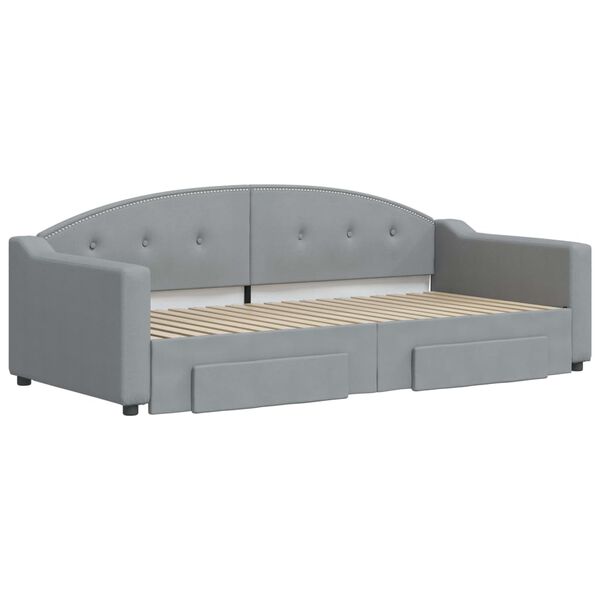 vidaXL Divano Letto Estraibile Cassetti Grigio Chiaro 90x190cm Tessuto