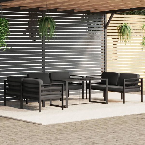 vidaXL Set Divani da Giardino 7 pz con Cuscini in Alluminio Antracite