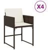 vidaXL Sedie da Giardino con Cuscini 4 pz Marroni in Polyrattan