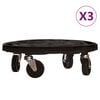 vidaXL Carrelli per Piante con Ruote 3 pz Diametro 40 cm Neri 275 kg