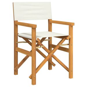 vidaXL Sedia da Regista Pieghevole Crema in Legno Massello di Teak