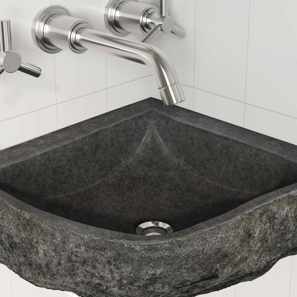vidaXL Lavabo Grigio (30-37) x (30-37) x 12 cm Pietra di Fiume