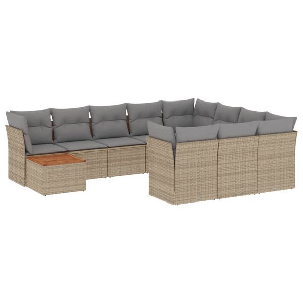 vidaXL Set Divani da Giardino 11 pz con Cuscini Beige in Polyrattan