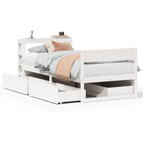 vidaXL Letto senza Materasso Bianco 75x190 in Legno Massello di Pino
