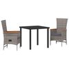 vidaXL Set da Pranzo per Giardino con cuscino 3 pcs Grigio