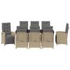 vidaXL Set da Pranzo per Giardino con cuscino 9 pcs Beige polyrattan