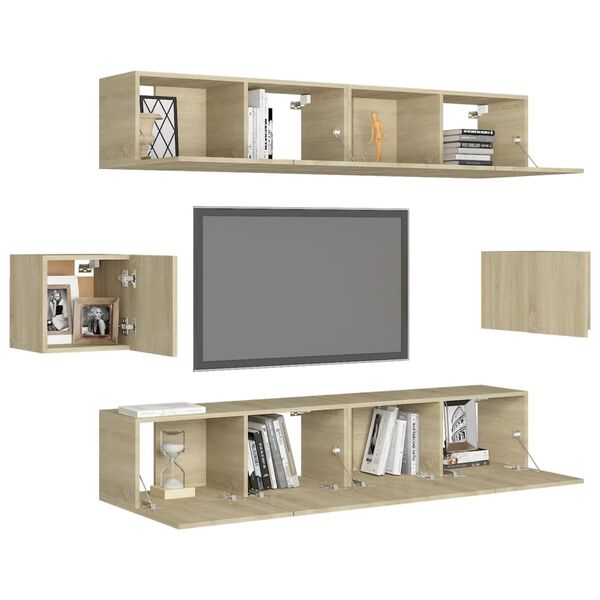vidaXL Set di Mobili Porta TV 6 pz Rovere Sonoma in Legno Multistrato