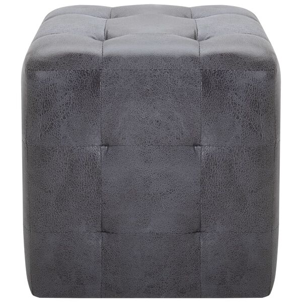 vidaXL Pouf 2 pz Grigio 30x30x30 cm in Similpelle Scamosciata
