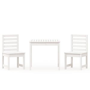 vidaXL Set da Bistrot da Giardino 3pz Bianco in Legno Massello di Pino