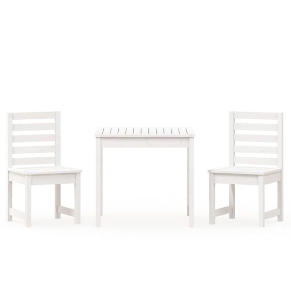 vidaXL Set da Bistrot da Giardino 3pz Bianco in Legno Massello di Pino