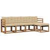 vidaXL Set di divani da esterno 5 pz Naturale e Beige