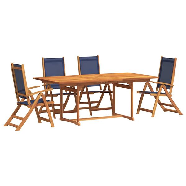 vidaXL Set Pranzo da Giardino 5pz Legno Massello di Acacia e Textilene