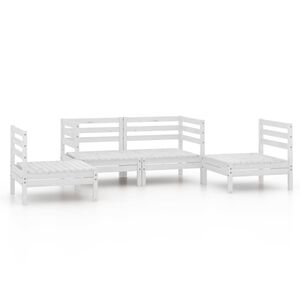vidaXL Set Divani da Giardino 4 pz Bianco in Legno Massello di Pino
