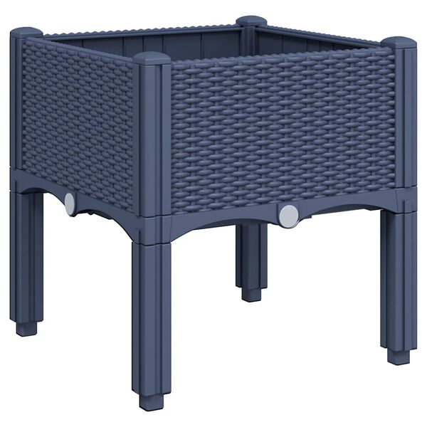 vidaXL Fioriera da Giardino con Gambe Grigio Blu 40x40x42 cm in PP