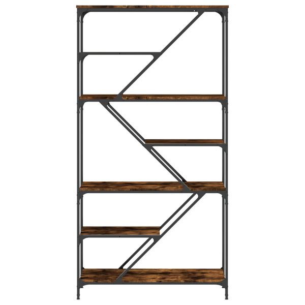 vidaXL Libreria Rovere Fumo 91x36x176 cm Legno Multistrato e Acciaio