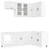 vidaXL Unit&agrave; Cucina PORTO 8 pz Bianco Lucido Legno ingegnerizzato
