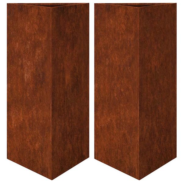 vidaXL Fioriere da Giardino 2 pz Triangolari 40x40x75cm Acciaio Corten